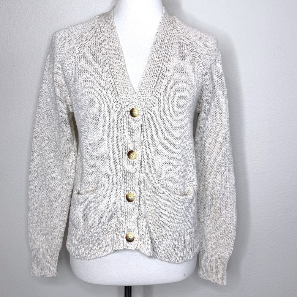JENNI KAYNE Cruise Stanford Linen Cotton Cardigan Sweater SMALL Oatmeal Coastal